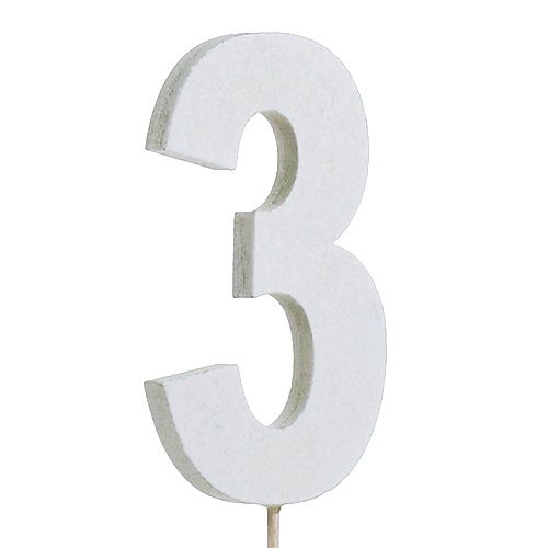 Chiffre anniversaire blanc „6 » sur tige L. 27 cm 10  p.-346536