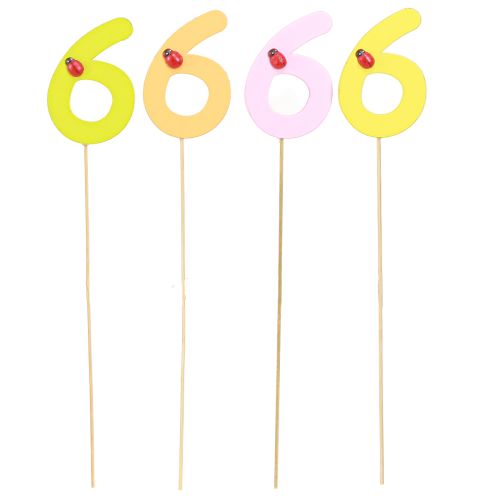 Article Bouchons en bois numéro d'anniversaire « 6 » bouchons numérotés colorés 7 cm 16 pièces