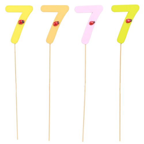 Article Chiffre d&#39;anniversaire &quot;7&quot; sur le bâton Bouchons numérotés colorés 7,5 cm 16 pièces