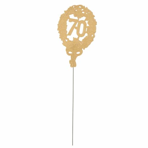 Décoration chiffre 70 doré sur tige - Lot de 10