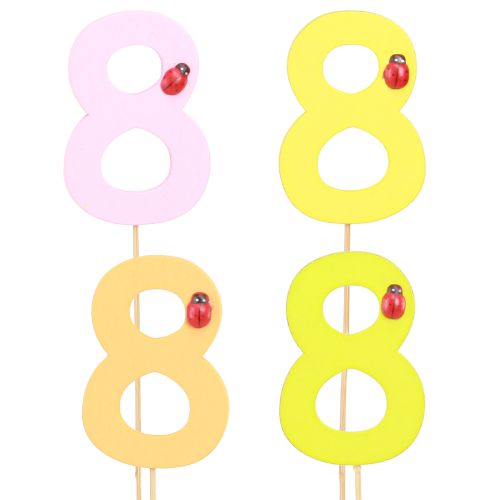Article Chiffre d&#39;anniversaire &quot;8&quot; bouchon numéroté coloré en bois 7,5cm 16 pièces