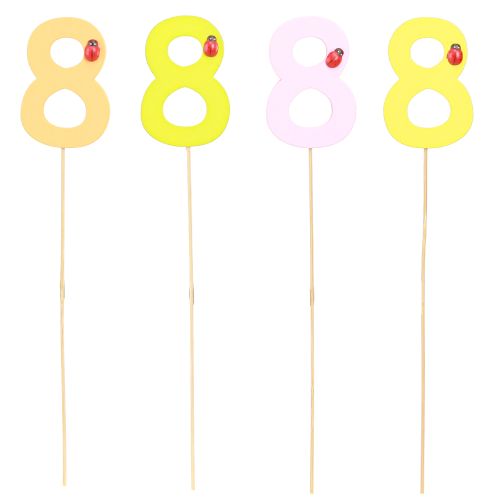 Article Chiffre d&#39;anniversaire &quot;8&quot; bouchon numéroté coloré en bois 7,5cm 16 pièces