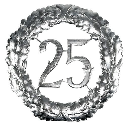 Numéro anniversaire 25 en argent Ø40cm