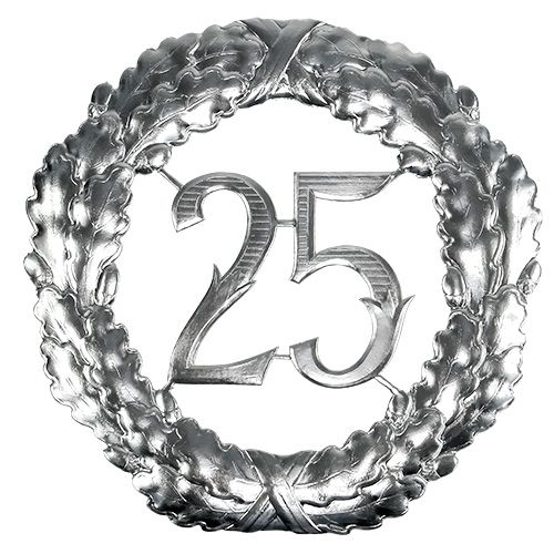 Anniversaire numéro 25 en argent Ø40cm