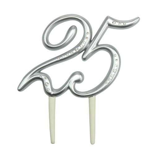 Floristik24 Numéro argenté à piquer "25" 15,5 cm