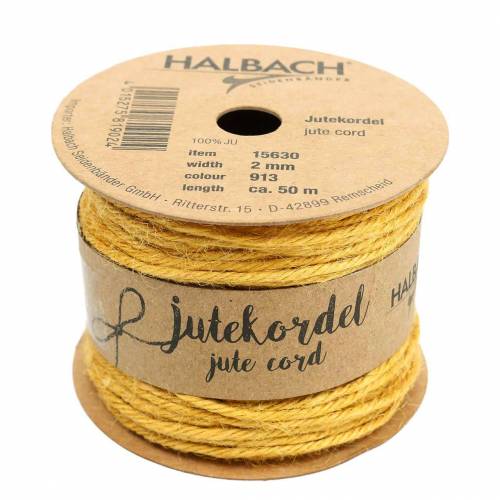 Floristik24 Cordon De Jute Jaune Ø2mm 50m