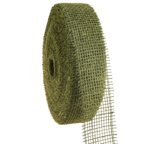 Floristik24 Ruban de jute ruban quadrillé ruban décoratif en vert olive 5cm 40m