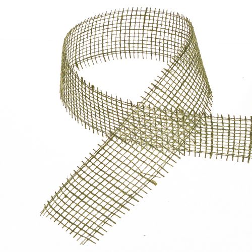 Article Ruban de jute ruban quadrillé ruban décoratif en vert olive 5cm 40m