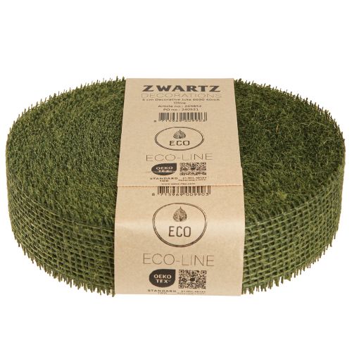 Article Ruban de jute ruban quadrillé ruban décoratif en vert olive 5cm 40m