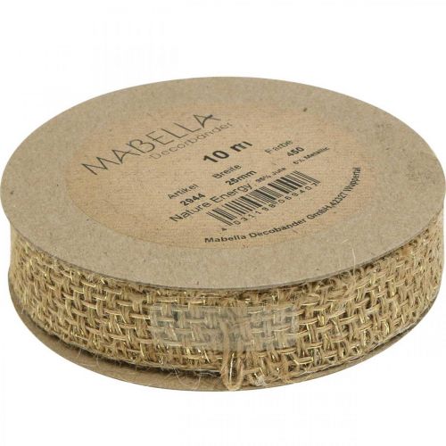 Floristik24 Ruban de jute naturel, ruban déco doré jute déco 25mm 10m