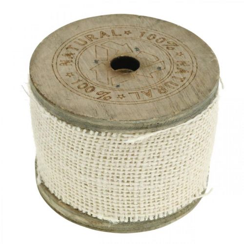 Floristik24 Ruban jute naturel, ruban déco, jute fibre naturelle blanchi, blanc L45mm L3m