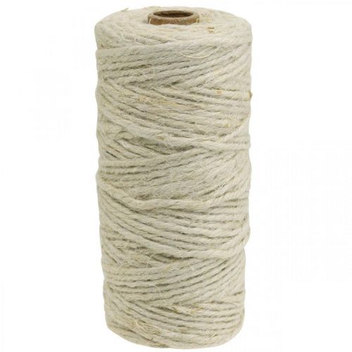 Floristik24 Cordon jute, cordon déco, ruban artisanal coloris naturel, blanchi Ø4mm L100m