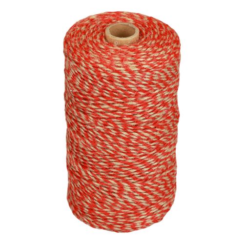 Floristik24 Ruban de jute cordon de jute cordon de jute rouge coloris naturel Ø2,5mm 200m