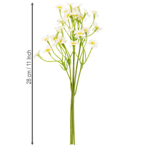 Article Camomille artificielle en bouquet de fleurs pour une décoration naturelle et facile d'entretien, 28 cm, 3 pièces