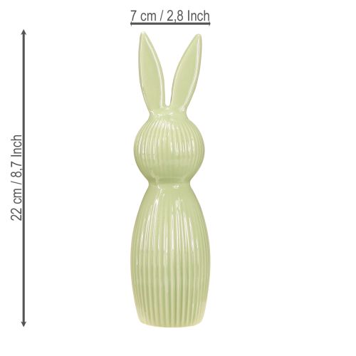 Article Figurine de lapin de Pâques en céramique vert pastel, décoration de table, 22 cm, lot de 2