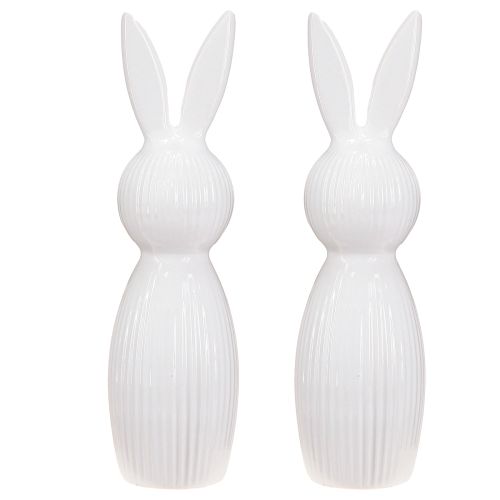 Article Figurine de lapin simple, objet décoratif pour compositions printanières modernes, 22 cm, lot de 2