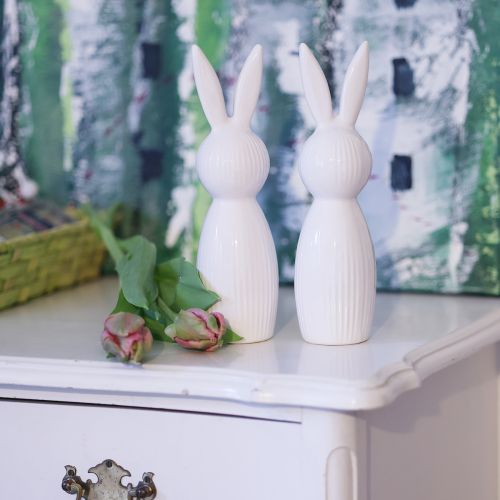 Article Figurine de lapin simple, objet décoratif pour compositions printanières modernes, 22 cm, lot de 2
