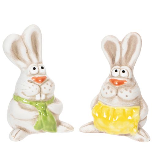 Figurines de lapins de Pâques, décorations en céramique peintes à la main, motif amusant pour la décoration de Pâques, 11 cm, lot de 4