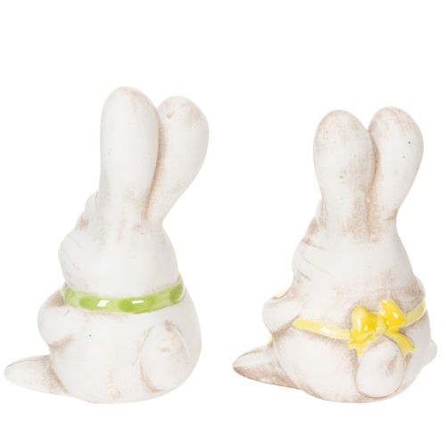 Article Figurines de lapins de Pâques, décorations en céramique peintes à la main, motif amusant pour la décoration de Pâques, 11 cm, lot de 4
