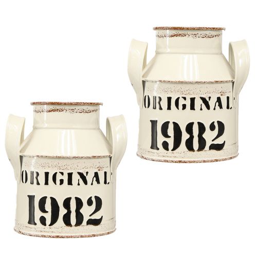 Article Pichet Métal Décoration &quot;Original 1982&quot; Crème Rouille H13cm 2pcs