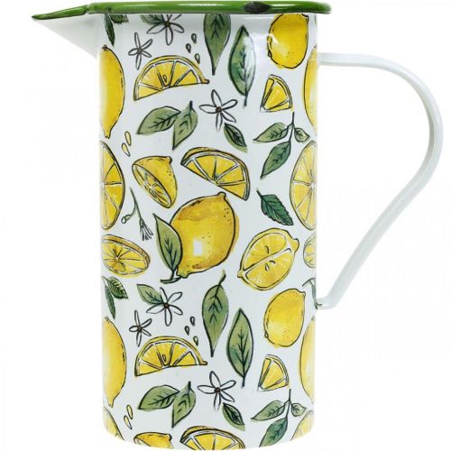 Article Verseuse émaillée, décor méditerranéen, verseuse motif citron H19,5cm Ø9cm