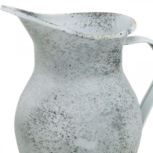 Article Pichet décoratif métal lavé blanc shabby chic H18,5cm