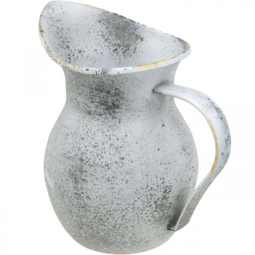 Article Pichet décoratif métal lavé blanc shabby chic H18,5cm