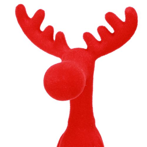 Article Déco Élan bord d’étagère Figurine assise Rouge 31cm 3pcs
