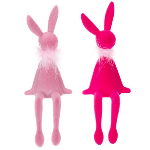 Floristik24 Figurine de lapin de Pâques avec boa en plumes, à poser sur une étagère, figurine décorative de Pâques, 27 cm, 2 pièces