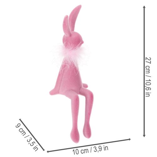 Article Figurine de lapin de Pâques avec boa en plumes, à poser sur une étagère, figurine décorative de Pâques, 27 cm, 2 pièces