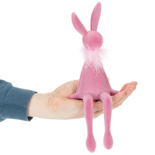 Article Figurine de lapin de Pâques avec boa en plumes, à poser sur une étagère, figurine décorative de Pâques, 27 cm, 2 pièces