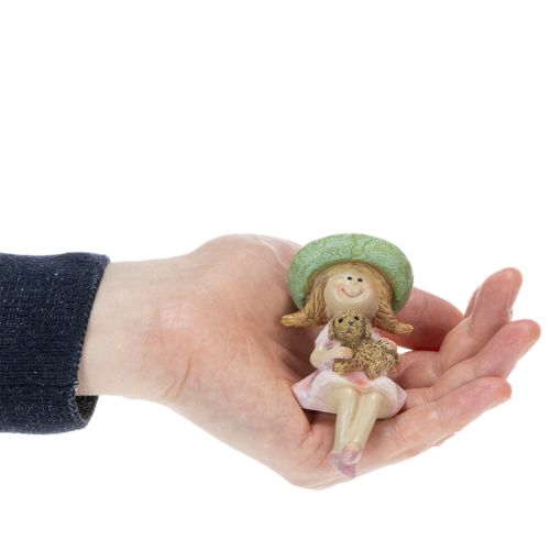 Tabouret Edge fille souriante avec chien Ø4,5cm H9,5cm | Floristik24.fr