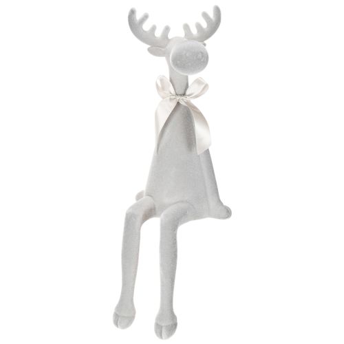 Figurine de Noël en forme de renne, 54 cm, plastique floqué, gris clair, siège de bord acheter | Floristik24.fr