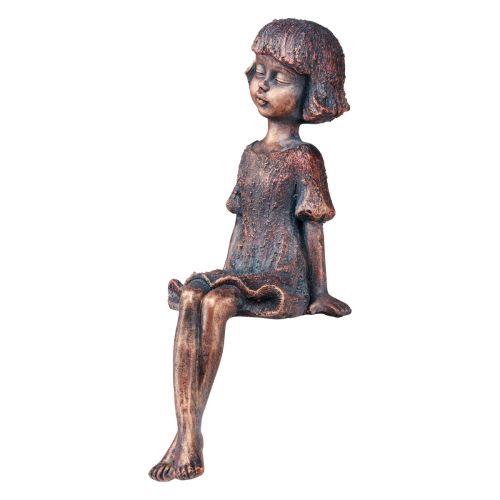 Floristik24 Figurine de jardin assise fille assise bronze 52cm