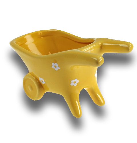 Floristik24 Brouette en céramique jaune 16,5 cm
