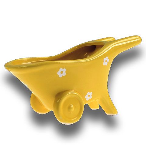 Brouette en céramique jaune 16,5 cm