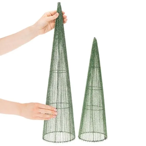 Cones métalliques verts pour décorations florales, 47 cm et 62 cm, lot de 2 | Floristik24.fr