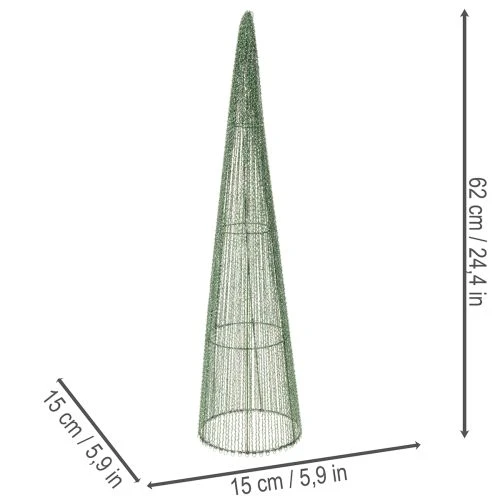 Cones métalliques verts pour décorations florales, 47 cm et 62 cm, lot de 2 | Floristik24.fr