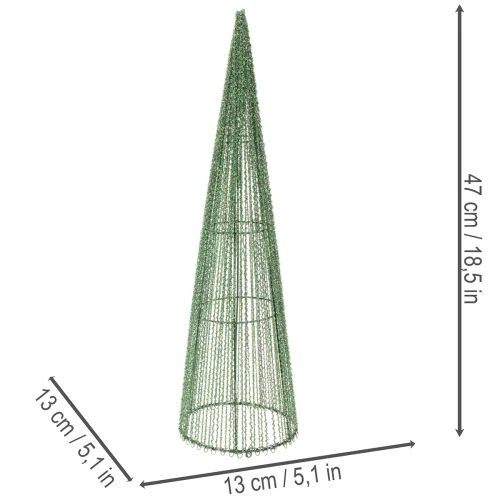Cones métalliques verts pour décorations florales, 47 cm et 62 cm, lot de 2 | Floristik24.fr