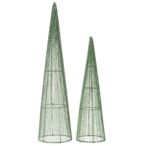 Cones métalliques verts pour décorations florales, 47 cm et 62 cm, lot de 2 | Floristik24.fr