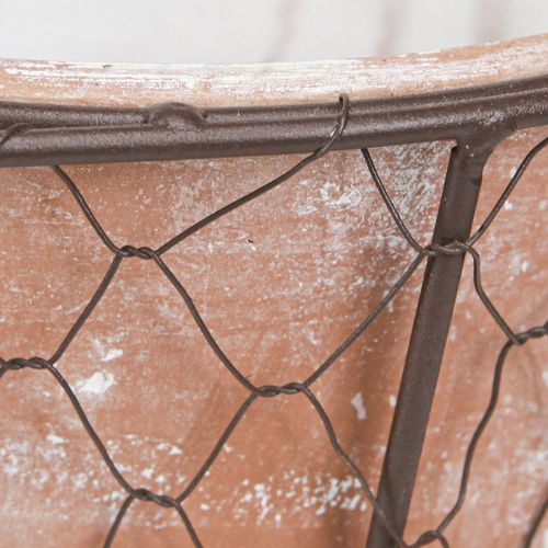 Article Pot de fleur en céramique anse de panier métal marron Ø18cm