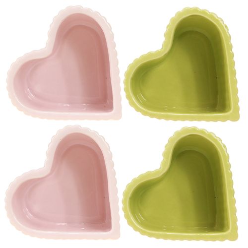 Article Coeurs décoratifs en céramique vert pastel rose 11×10×6cm 4 pcs