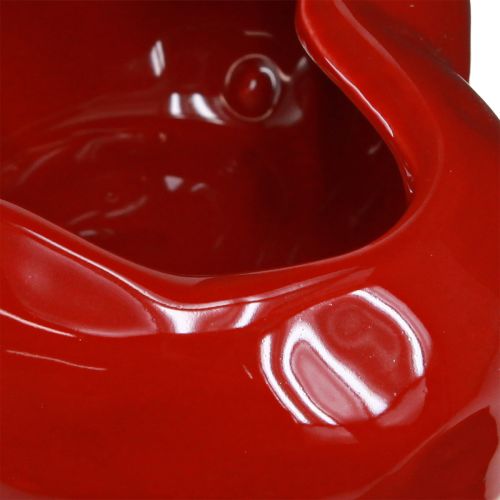 Article Bol rouge coeurs décoratifs en céramique brillant 13×15×6,5cm 2 pcs