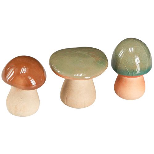 Décoration champignons en céramique marron vert bleu décoration en céramique Ø4/5cm 6 pcs