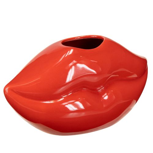Vase décoratif en céramique rouge avec bouche à baiser, 17 x 8,5 x 9 cm