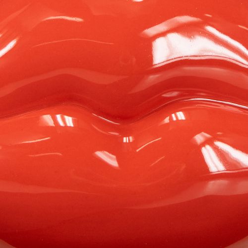 Article Vase décoratif en céramique rouge avec bouche à baiser, 17 x 8,5 x 9 cm