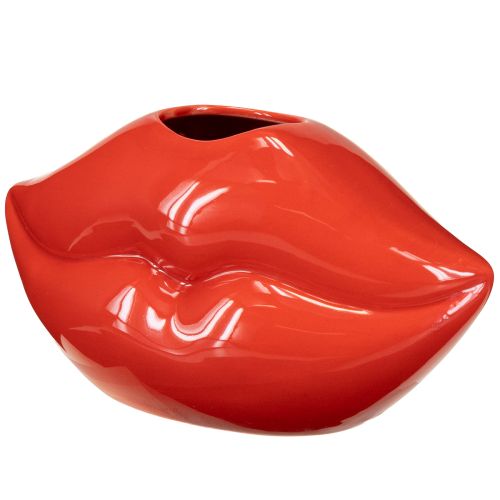 Article Vase décoratif en céramique rouge avec bouche à baiser, 17 x 8,5 x 9 cm
