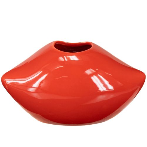 Article Vase décoratif en céramique rouge avec bouche à baiser, 17 x 8,5 x 9 cm