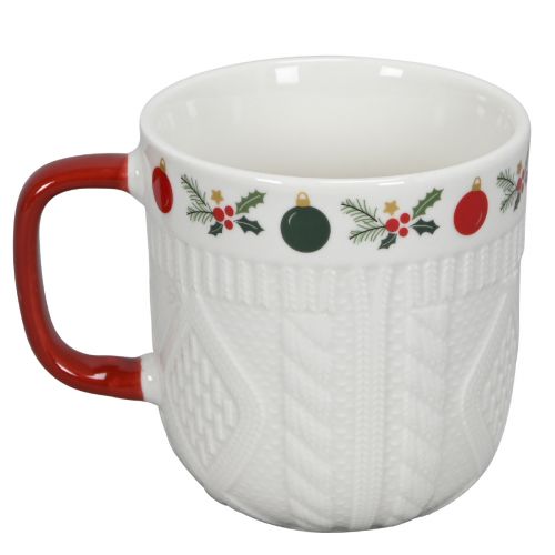 Floristik24 Tasse de Noël en céramique avec motif tricoté et décor festif 9cm - rouge-blanc 2pcs