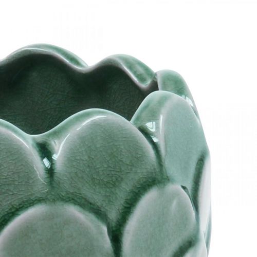Cache-Pot Céramique Vintage Vert Craquelé Glaçure Ø17cm H15cm